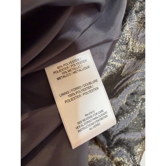 Taylor Formal Dress Size 6 Long Adj. Straps Holiday Silver Gray Print Sleeveless - Picture 4 of 6